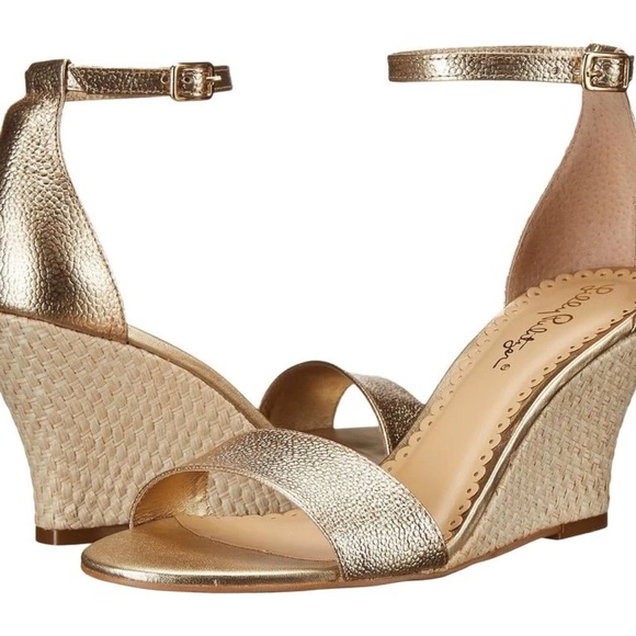 *NWT* Lilly Pulitzer Bridgette Wedge Sandal - Gold Metallic (Size 6) - Picture 1 of 4